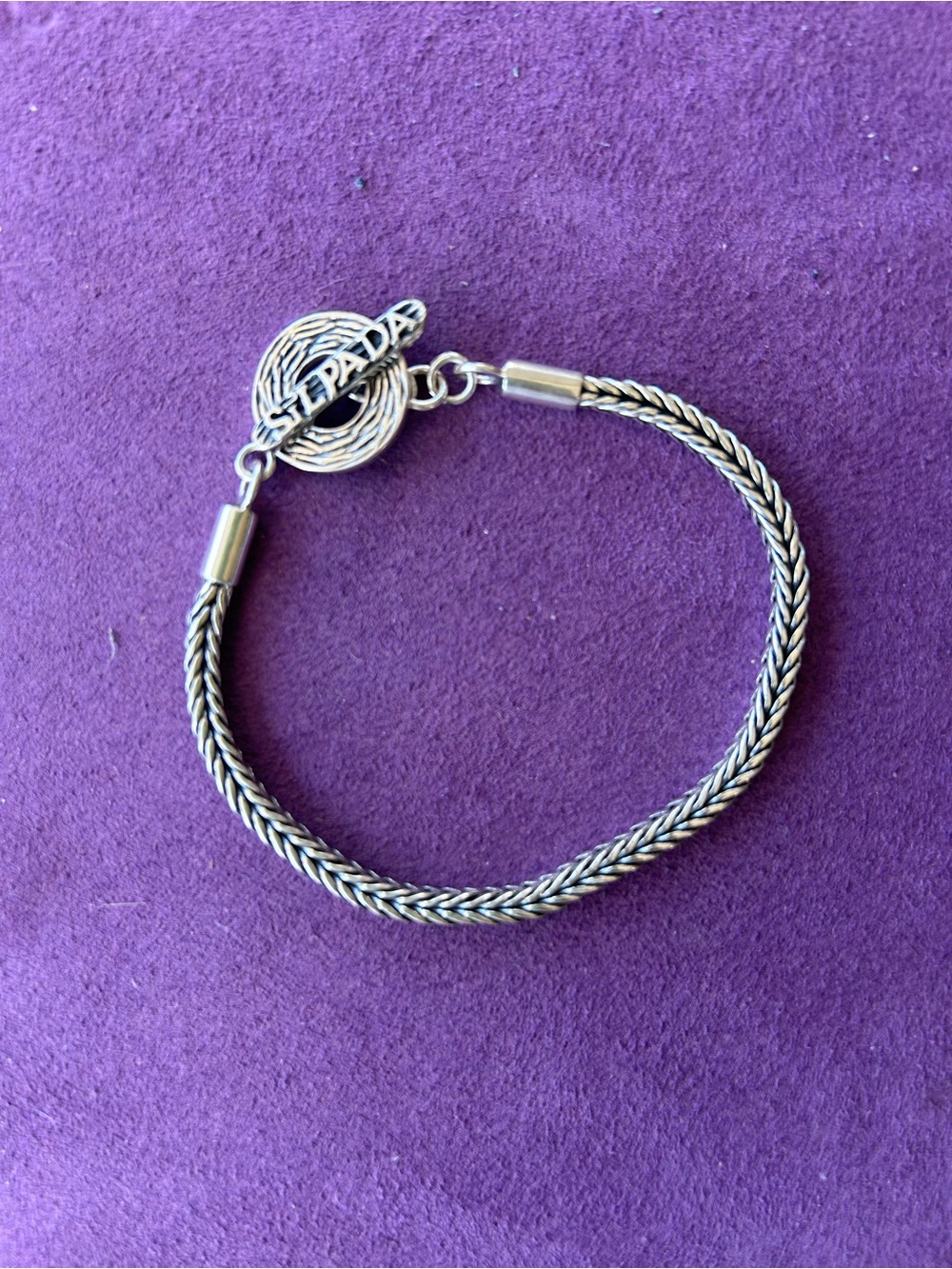 Silpada Sterling Silver Braided Bracelet with decorative toggle - Silver